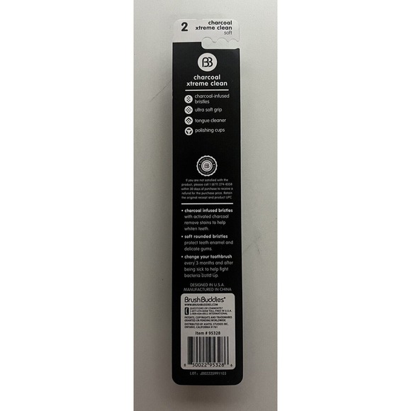 Brush Buddies~ Charcoal Infused Toothbrushs - Soft Bristle - Picture 2 of 2